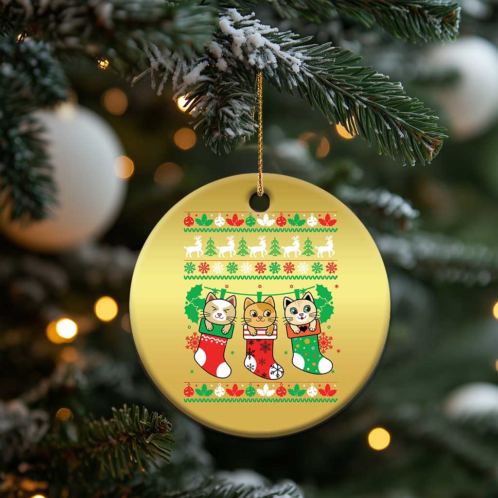 Christmas Cute Cat In Sock Merry Catmas Christmas Ornament TS09 Print Your Wear