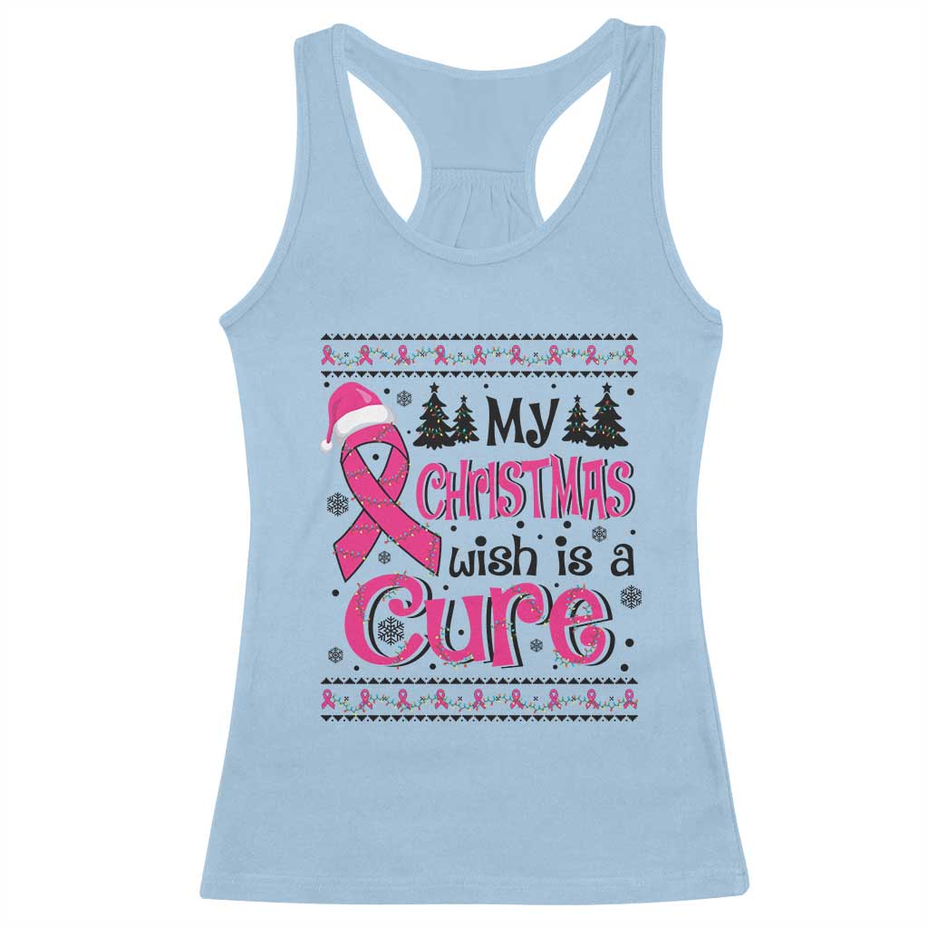 My Christmas Wish Is A Cure Breast Cancer Racerback Tank Top TS09 Light Blue Print Your Wear