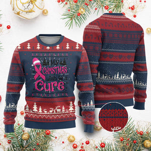 My Christmas Wish Is A Cure Breast Cancer Ugly Christmas Sweater TS09 Burgundy Print Your Wear