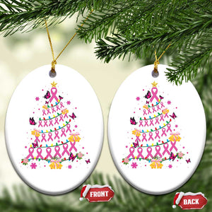 Christmas Breast Cancer Christmas Ornament Pink Ribbon Xmas Tree TS09 Oval White Print Your Wear