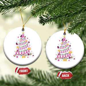 Christmas Breast Cancer Christmas Ornament Pink Ribbon Xmas Tree TS09 Circle White Print Your Wear