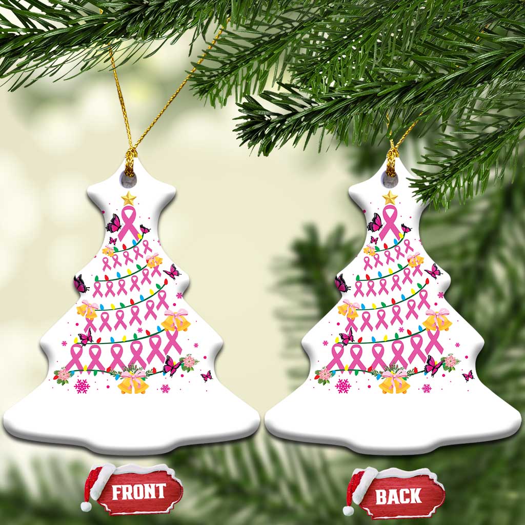 Christmas Breast Cancer Christmas Ornament Pink Ribbon Xmas Tree TS09 Christmas Tree White Print Your Wear