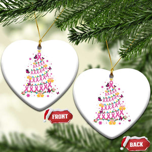 Christmas Breast Cancer Christmas Ornament Pink Ribbon Xmas Tree TS09 Heart White Print Your Wear