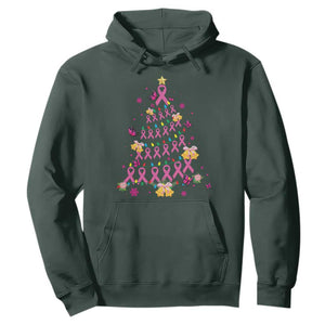 Christmas Breast Cancer Hoodie Pink Ribbon Xmas Tree TS09 Dark Forest Green Print Your Wear