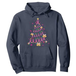 Christmas Breast Cancer Hoodie Pink Ribbon Xmas Tree TS09 Navy Print Your Wear