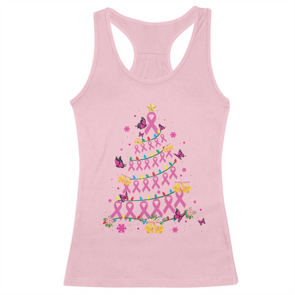 Christmas Breast Cancer Racerback Tank Top Pink Ribbon Xmas Tree TS09 Light Pink Print Your Wear