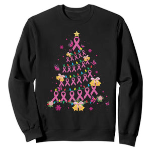 Christmas Breast Cancer Sweatshirt Pink Ribbon Xmas Tree TS09 Black Print Your Wear