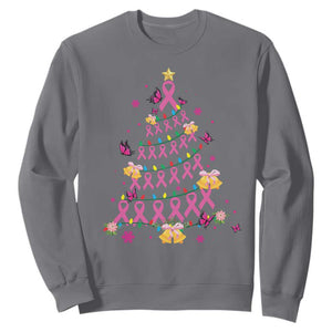 Christmas Breast Cancer Sweatshirt Pink Ribbon Xmas Tree TS09 Charcoal Print Your Wear