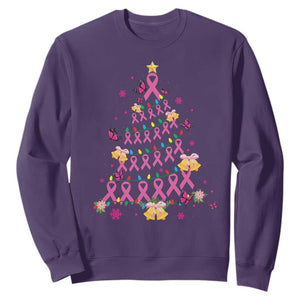 Christmas Breast Cancer Sweatshirt Pink Ribbon Xmas Tree TS09 Purple Print Your Wear