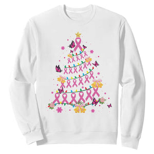 Christmas Breast Cancer Sweatshirt Pink Ribbon Xmas Tree TS09 White Print Your Wear