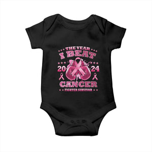 The Year I Beat Cancer Boxing Gloves Fighter Survivor Baby Onesie TS09 Black Print Your Wear