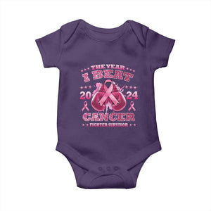 The Year I Beat Cancer Boxing Gloves Fighter Survivor Baby Onesie TS09 Purple Print Your Wear