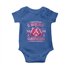 The Year I Beat Cancer Boxing Gloves Fighter Survivor Baby Onesie TS09 Royal Blue Print Your Wear