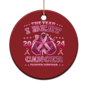 The Year I Beat Cancer Boxing Gloves Fighter Survivor Christmas Ornament TS09 Print Your Wear