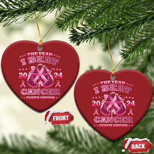 The Year I Beat Cancer Boxing Gloves Fighter Survivor Christmas Ornament TS09 Heart Red Print Your Wear