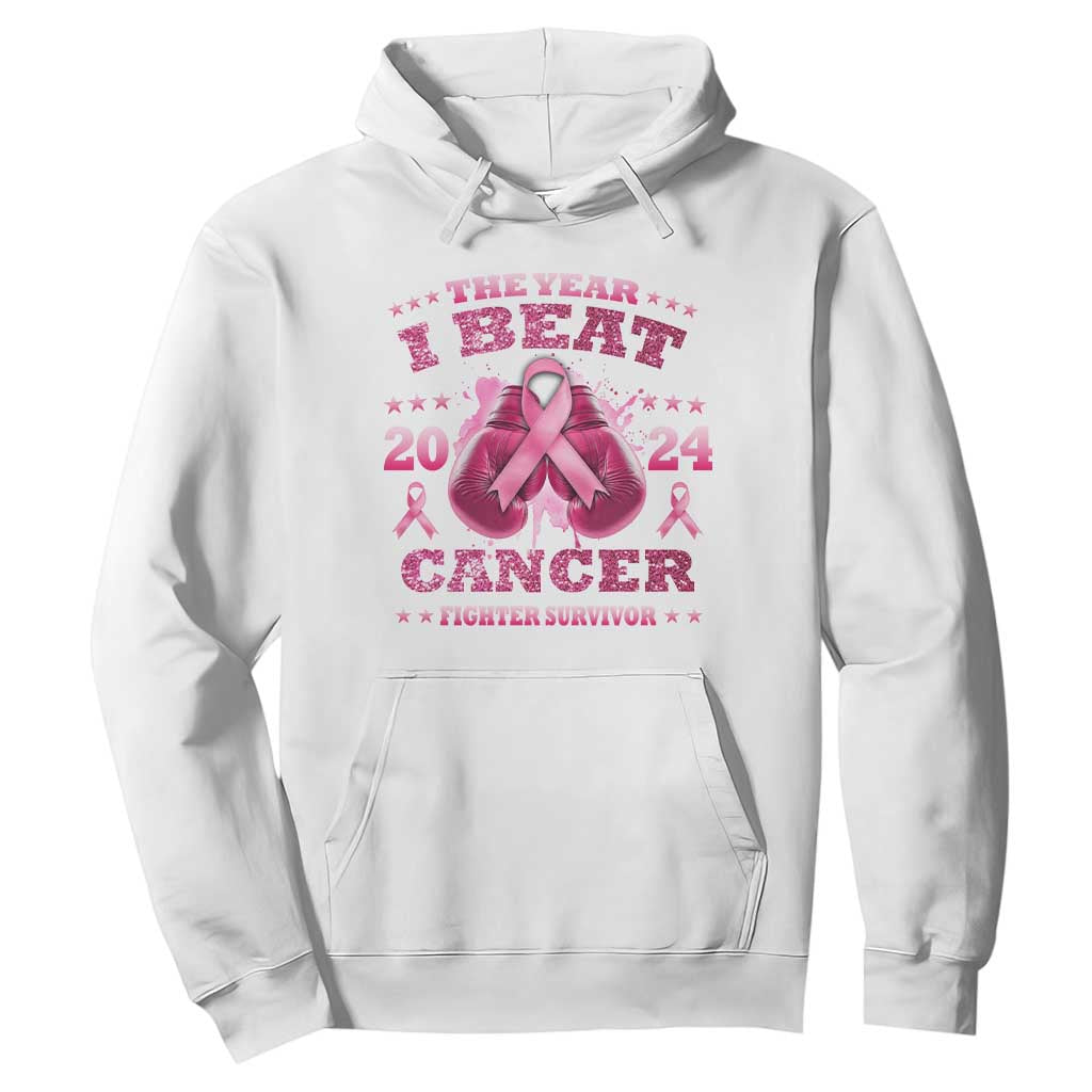 The Year I Beat Cancer Boxing Gloves Fighter Survivor Hoodie TS09 White Print Your Wear