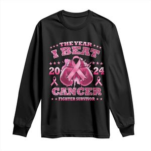 The Year I Beat Cancer Boxing Gloves Fighter Survivor Long Sleeve Shirt TS09 Black Print Your Wear