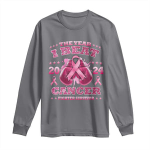 The Year I Beat Cancer Boxing Gloves Fighter Survivor Long Sleeve Shirt TS09 Charcoal Print Your Wear