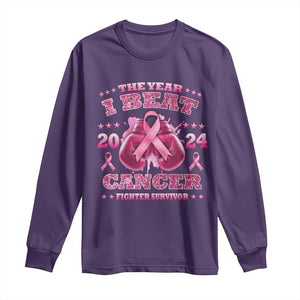 The Year I Beat Cancer Boxing Gloves Fighter Survivor Long Sleeve Shirt TS09 Purple Print Your Wear