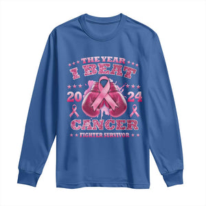 The Year I Beat Cancer Boxing Gloves Fighter Survivor Long Sleeve Shirt TS09 Royal Blue Print Your Wear