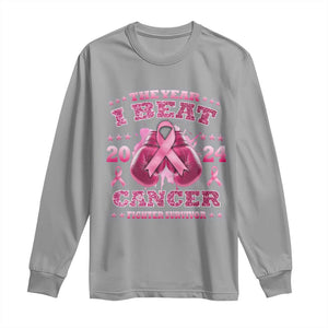 The Year I Beat Cancer Boxing Gloves Fighter Survivor Long Sleeve Shirt TS09 Sport Gray Print Your Wear