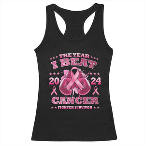 The Year I Beat Cancer Boxing Gloves Fighter Survivor Racerback Tank Top TS09 Black Print Your Wear