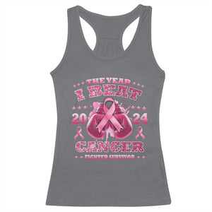 The Year I Beat Cancer Boxing Gloves Fighter Survivor Racerback Tank Top TS09 Charcoal Print Your Wear