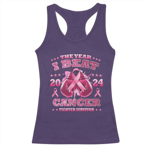 The Year I Beat Cancer Boxing Gloves Fighter Survivor Racerback Tank Top TS09 Purple Print Your Wear