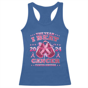 The Year I Beat Cancer Boxing Gloves Fighter Survivor Racerback Tank Top TS09 Royal Blue Print Your Wear