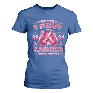 The Year I Beat Cancer Boxing Gloves Fighter Survivor T Shirt For Women TS09 Royal Blue Print Your Wear