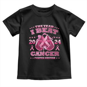 The Year I Beat Cancer Boxing Gloves Fighter Survivor Toddler T Shirt TS09 Black Print Your Wear