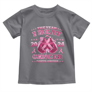 The Year I Beat Cancer Boxing Gloves Fighter Survivor Toddler T Shirt TS09 Charcoal Print Your Wear