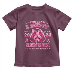 The Year I Beat Cancer Boxing Gloves Fighter Survivor Toddler T Shirt TS09 Maroon Print Your Wear