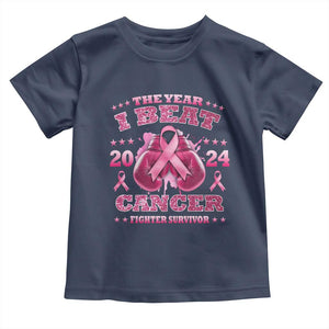 The Year I Beat Cancer Boxing Gloves Fighter Survivor Toddler T Shirt TS09 Navy Print Your Wear