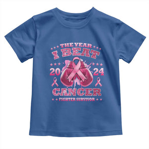 The Year I Beat Cancer Boxing Gloves Fighter Survivor Toddler T Shirt TS09 Royal Blue Print Your Wear