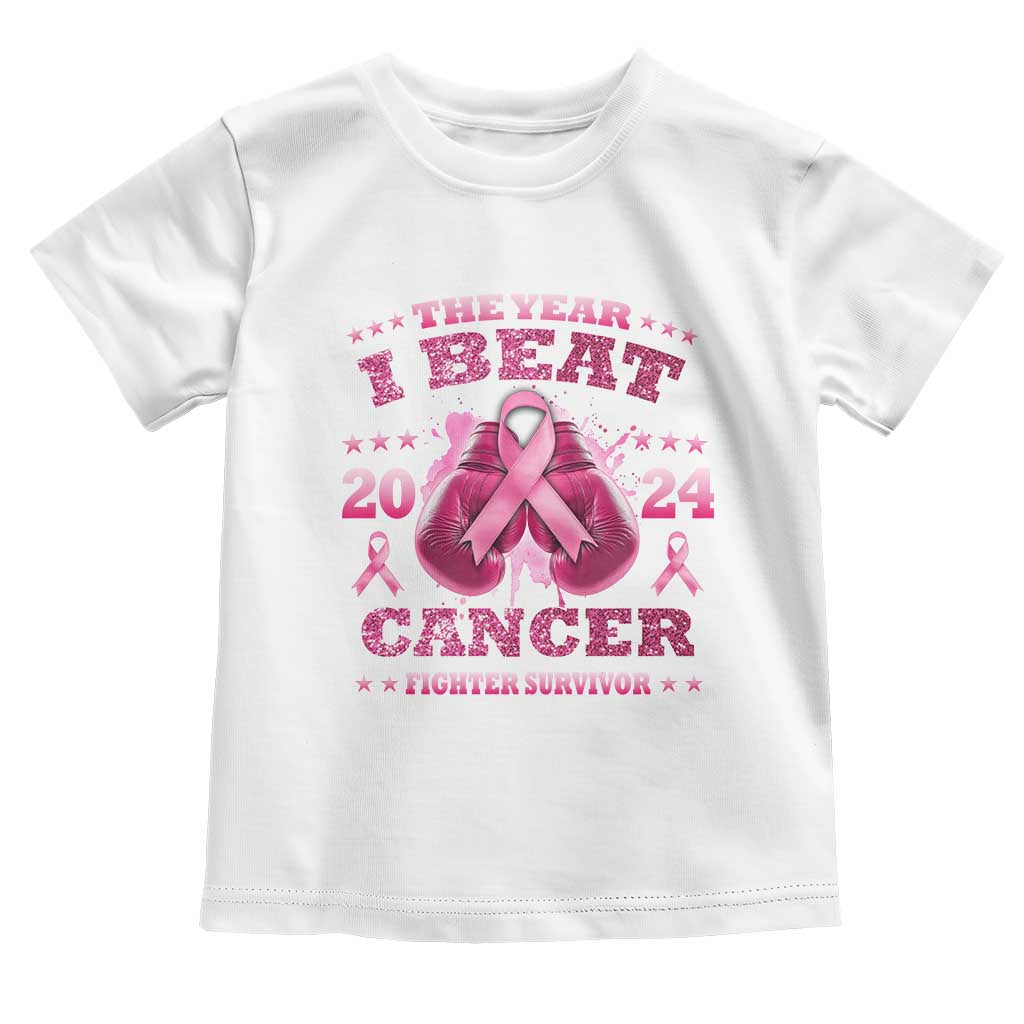 The Year I Beat Cancer Boxing Gloves Fighter Survivor Toddler T Shirt TS09 White Print Your Wear