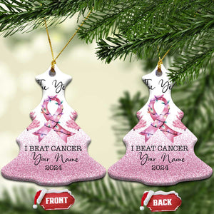 Personalize Christmas Breast Cancer Christmas Ornament Custom Name The Year I Beat Cancer TS09 Christmas Tree White Print Your Wear