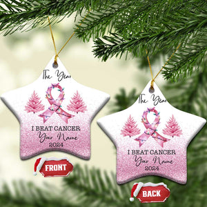 Personalize Christmas Breast Cancer Christmas Ornament Custom Name The Year I Beat Cancer TS09 Star White Print Your Wear