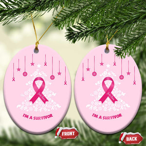 Christmas Breast Cancer Christmas Ornament I Am Warrior Pink Ribbon Christmas Tree TS09 Oval Pink Print Your Wear