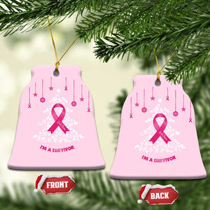 Christmas Breast Cancer Christmas Ornament I Am Warrior Pink Ribbon Christmas Tree TS09 Bell Flake Pink Print Your Wear