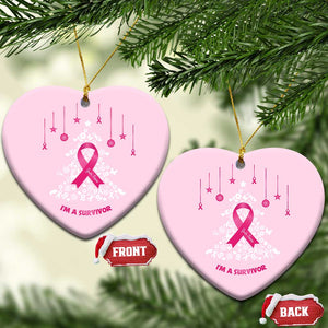 Christmas Breast Cancer Christmas Ornament I Am Warrior Pink Ribbon Christmas Tree TS09 Heart Pink Print Your Wear