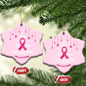 Christmas Breast Cancer Christmas Ornament I Am Warrior Pink Ribbon Christmas Tree TS09 Snow Flake Pink Print Your Wear