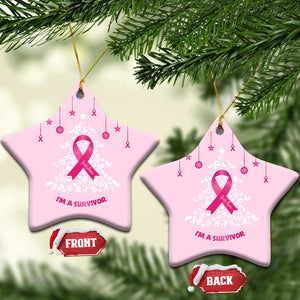 Christmas Breast Cancer Christmas Ornament I Am Warrior Pink Ribbon Christmas Tree TS09 Star Pink Print Your Wear