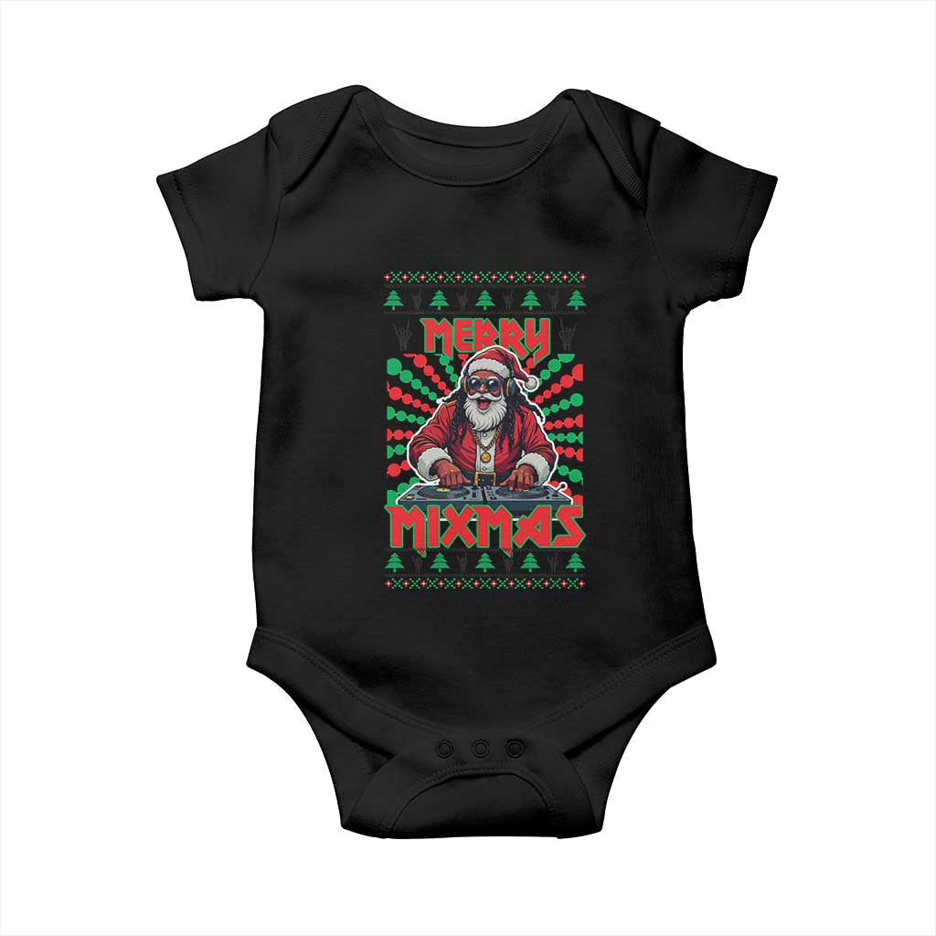 Funny Xmas Party Baby Onesie Merry Mixmas Santa DJ TS09 Black Print Your Wear