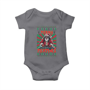 Funny Xmas Party Baby Onesie Merry Mixmas Santa DJ TS09 Charcoal Print Your Wear