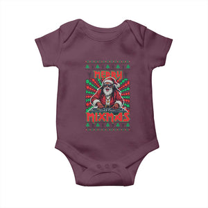 Funny Xmas Party Baby Onesie Merry Mixmas Santa DJ TS09 Maroon Print Your Wear