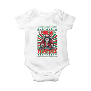 Funny Xmas Party Baby Onesie Merry Mixmas Santa DJ TS09 White Print Your Wear