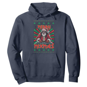 Funny Xmas Party Hoodie Merry Mixmas Santa DJ TS09 Navy Print Your Wear