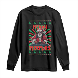 Funny Xmas Party Long Sleeve Shirt Merry Mixmas Santa DJ TS09 Black Print Your Wear