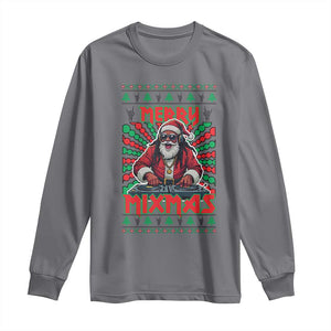 Funny Xmas Party Long Sleeve Shirt Merry Mixmas Santa DJ TS09 Charcoal Print Your Wear